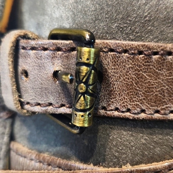 Bussola Taupe Leather Mid Calf Biker Buckle Zip Boots Size EU 37, US 6.5 EUC! - Picture 10 of 14